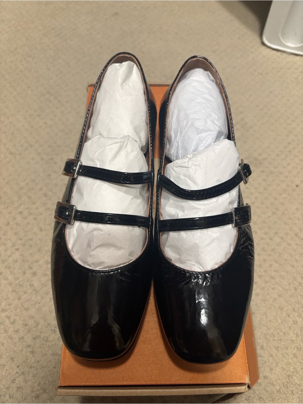 New Miz Mooz Women’s Black Patent Double-Strap Mary Jane Flats
